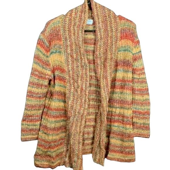 Alfred Dunner Womens Sweater Multicolored Striped Petite Cardigan Open Front PL - Picture 1 of 12